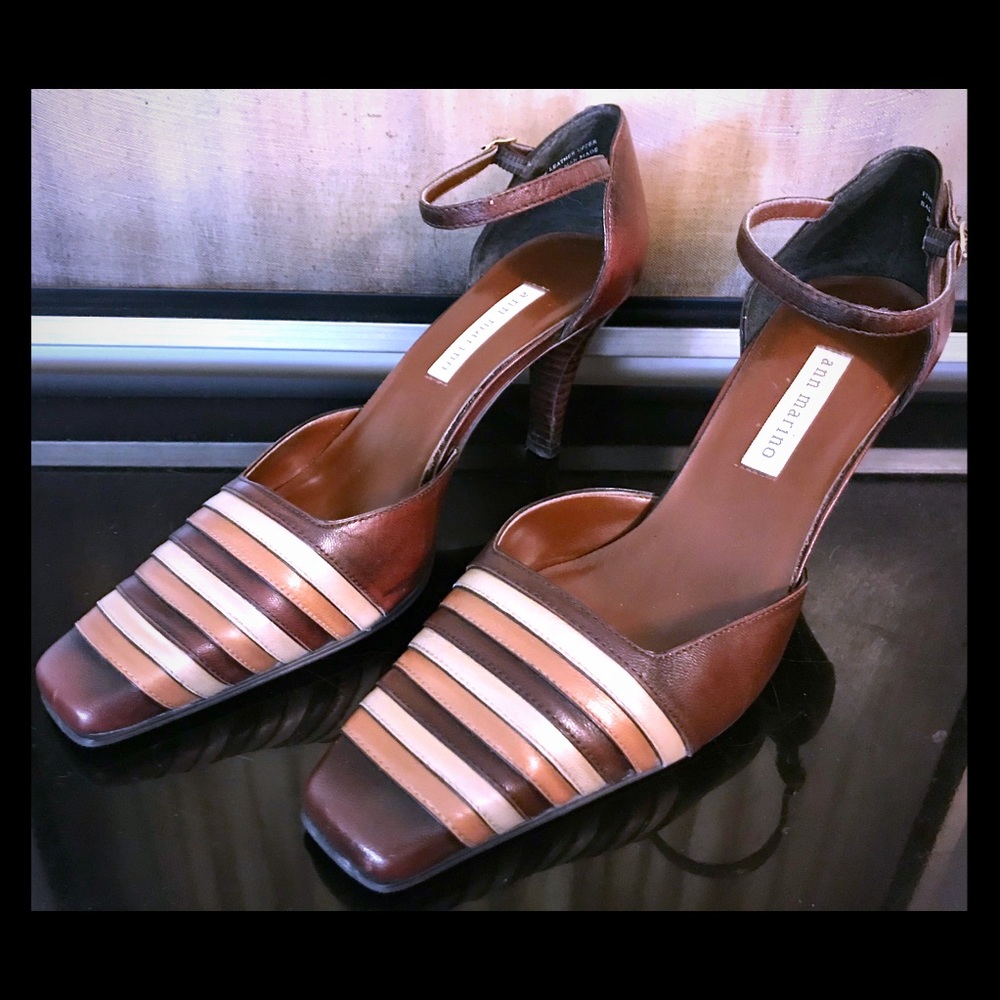 Anne Marino, brown leather sandals